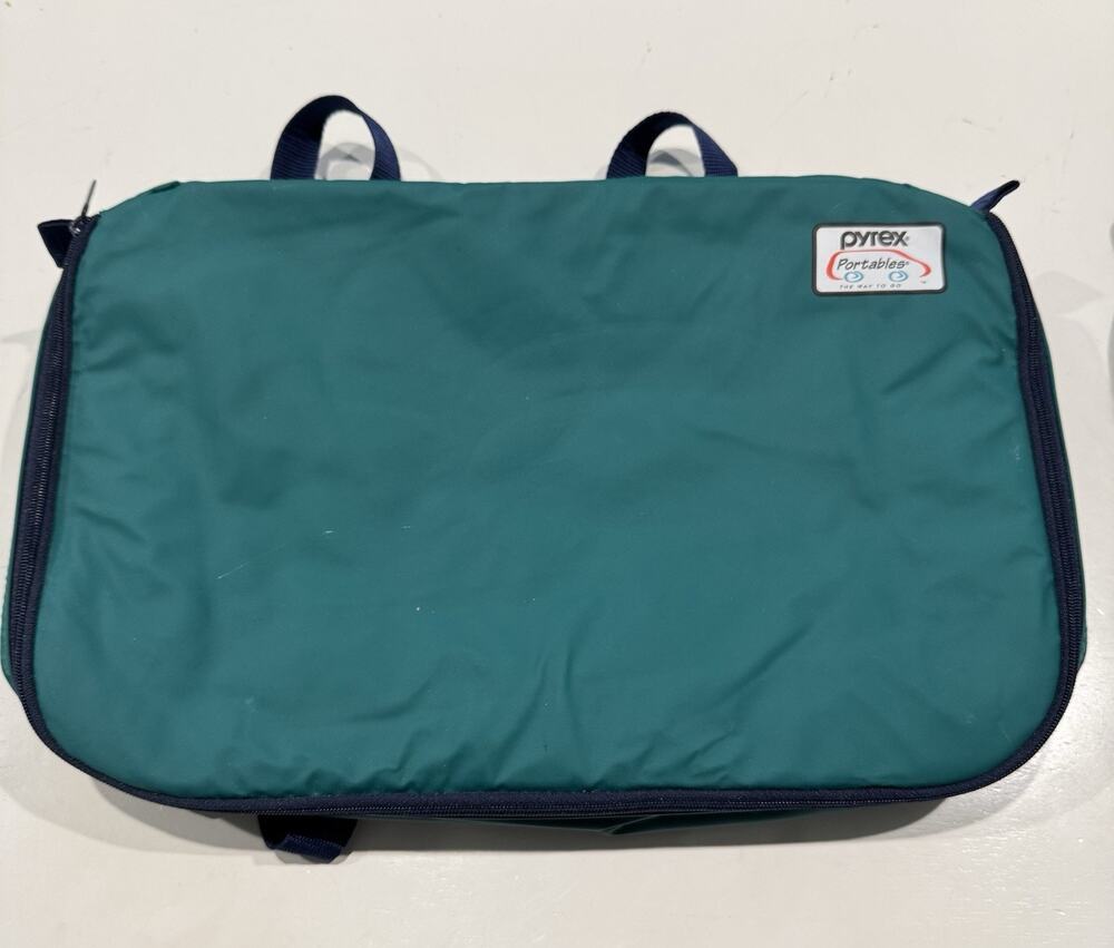 Pyrex Portables Casserole Bag Carrier Teal 16x10 Hot Cold Transport Insulated